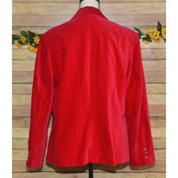 Vintage Womens 20 Red Velvet Double Button Blazer Jacket Holiday Party Christmas - Picture 7 of 10